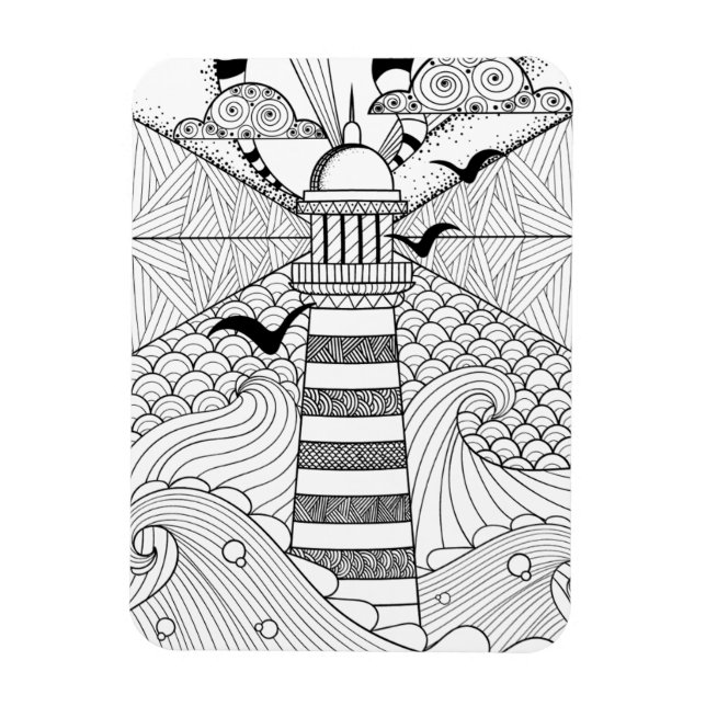 Hand Drawn Lighthouse Doodle Magnet (Vertical)