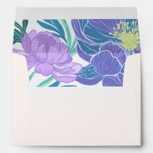 Hand drawn Lilac and Purple Pastel Floral Wedding Envelope