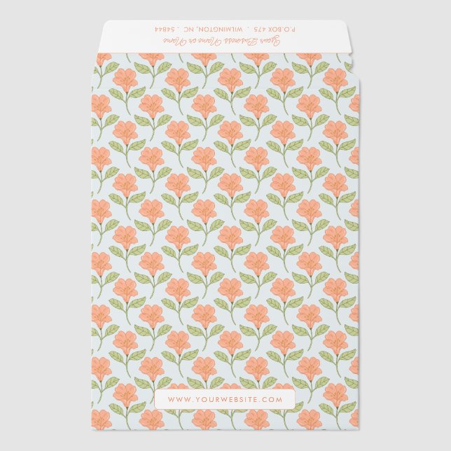 Hand Drawn Lily Flower Pattern Business Envelope Mailers (Front)
