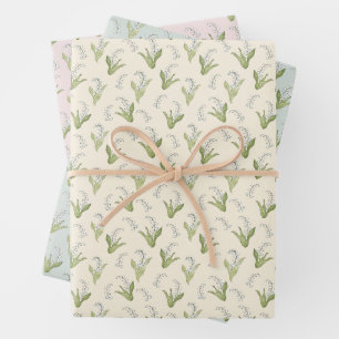 Hand-Drawn Lily of the Valley Blush Pink Spring Wrapping Paper Sheets