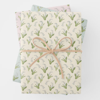 Hand-Drawn Lily of the Valley Blush Pink Spring Wrapping Paper Sheets