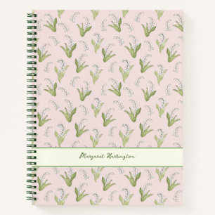 Hand-Drawn Lily of the Valley Elegant Blush Pink Notebook