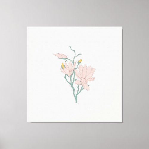Hand drawn line flat pure flower design canvas print
