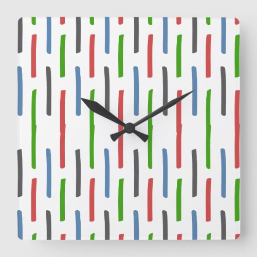 Hand Drawn Line Pattern Square Wall Clock