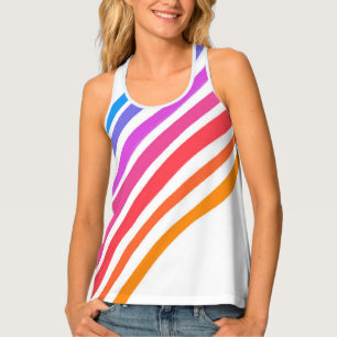 Hand Drawn Lines Colorful Rainbow Striped Waves Tank Top