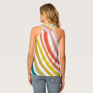 Hand Drawn Lines Colorful Rainbow Striped Waves Tank Top