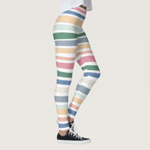 Hand Drawn Lines Colorful Striped Leggings