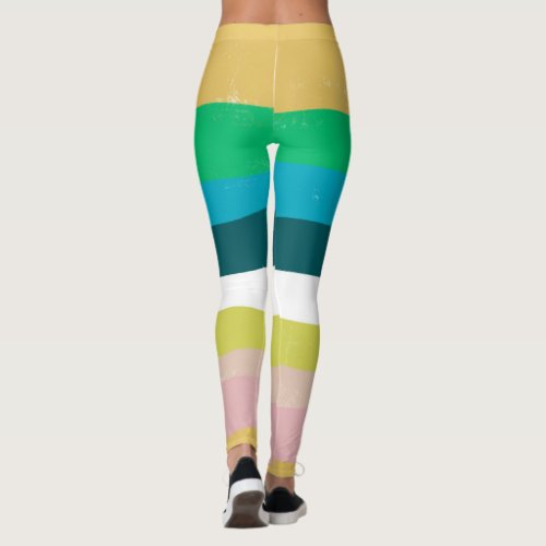 Hand Drawn Lines Colorful Striped Leggings