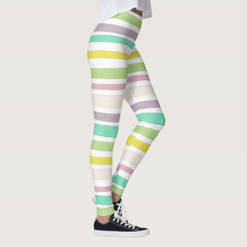 Hand Drawn Lines Colorful Striped Leggings