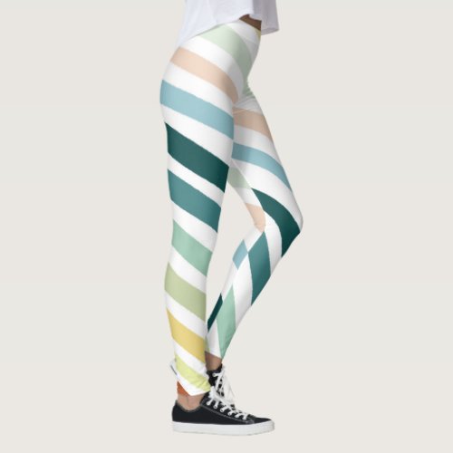 Hand Drawn Lines Colorful Striped Waves Leggings