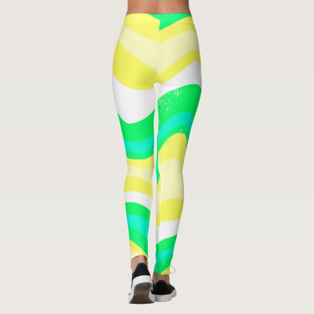 Hand Drawn Lines Colorful Striped Waves Leggings (Back)