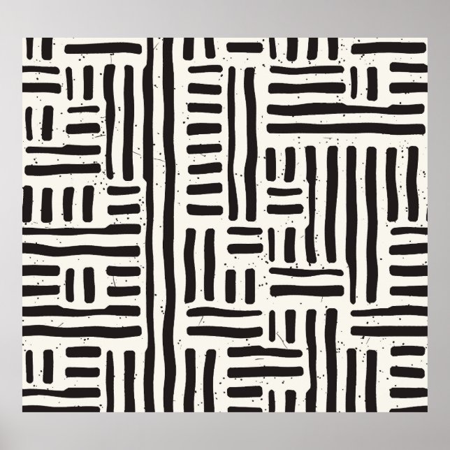 Hand-drawn lines, grungy seamless texture. poster (Front)