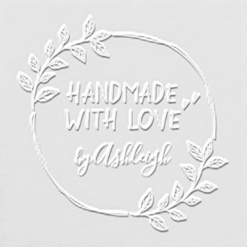 Hand_drawn Lines Leaves Handmade With Love Name Embosser