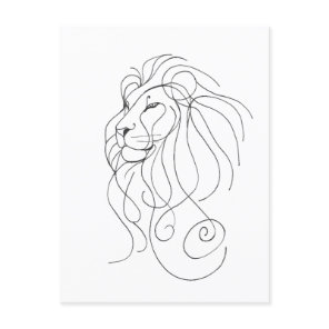 Hand Drawn Lion - Minimalist Line Art Invitation Postcard