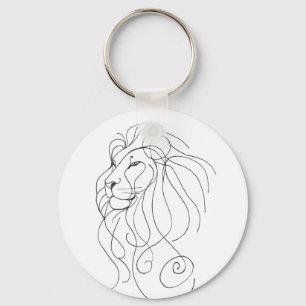 Hand Drawn Lion - Minimalist Line Art Keychain