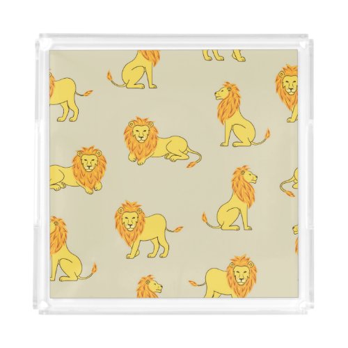 Hand_drawn lion vintage pattern acrylic tray