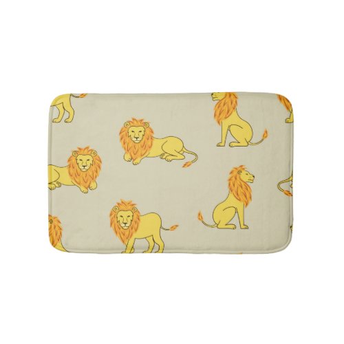 Hand_drawn lion vintage pattern bath mat