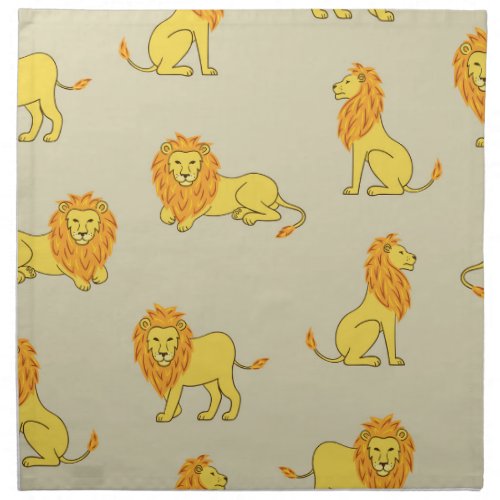 Hand_drawn lion vintage pattern cloth napkin