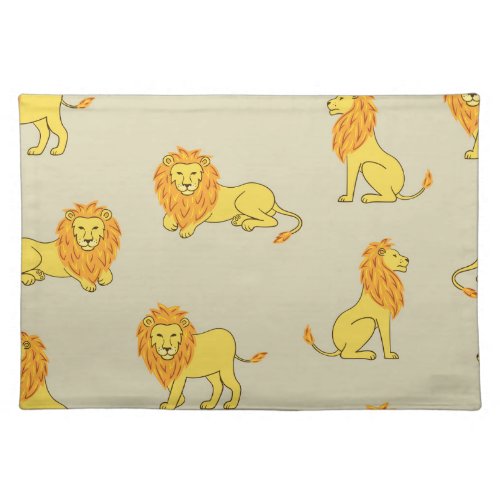 Hand_drawn lion vintage pattern cloth placemat