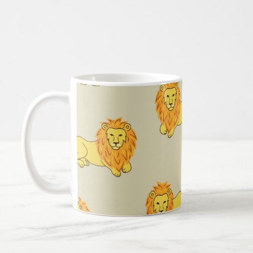 Hand_drawn lion vintage pattern coffee mug