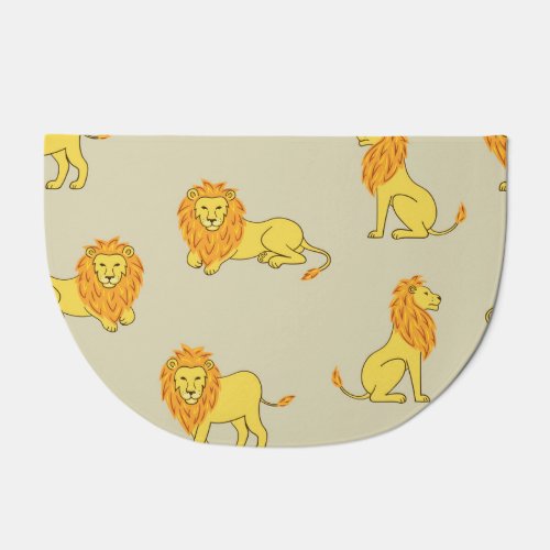 Hand_drawn lion vintage pattern doormat