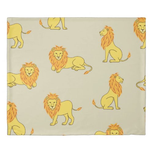 Hand_drawn lion vintage pattern duvet cover