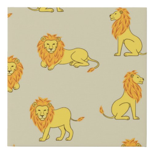 Hand_drawn lion vintage pattern faux canvas print
