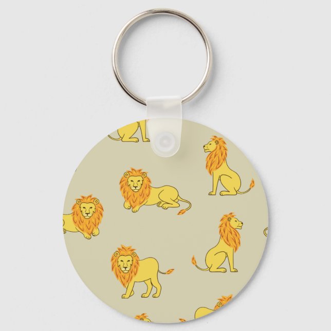 Hand-drawn lion: vintage pattern. keychain (Front)