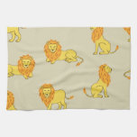 Hand-drawn lion: vintage pattern. kitchen towel