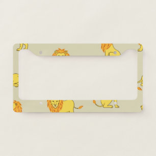 Hand-drawn lion: vintage pattern. license plate frame