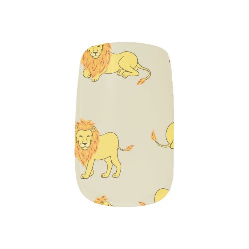 Hand_drawn lion vintage pattern minx nail art