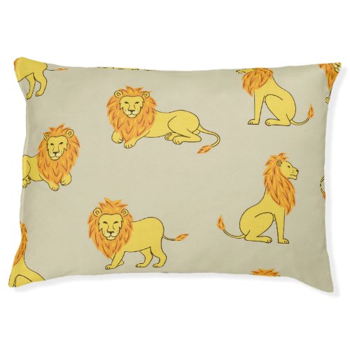 Hand_drawn lion vintage pattern pet bed