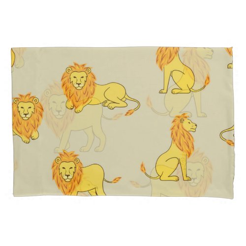 Hand_drawn lion vintage pattern pillow case