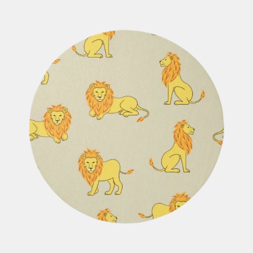 Hand_drawn lion vintage pattern rug