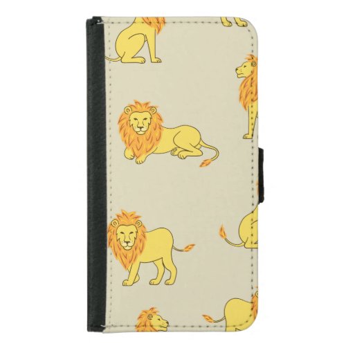 Hand_drawn lion vintage pattern samsung galaxy s5 wallet case