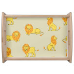 Hand-drawn lion: vintage pattern. serving tray