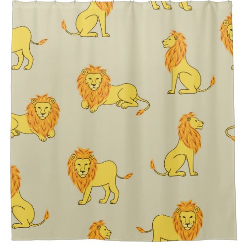 Hand_drawn lion vintage pattern shower curtain