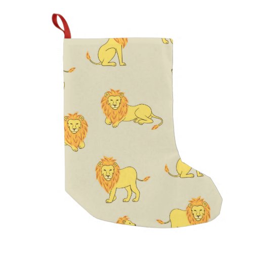 Hand_drawn lion vintage pattern small christmas stocking