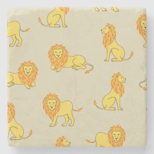 Hand_drawn lion vintage pattern stone coaster