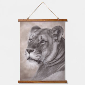 Hand Drawn Lioness Artwork Hanging Tapestry