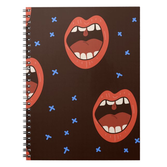 Hand-Drawn Lips: Cute Mouth Pattern. Notebook (Front)