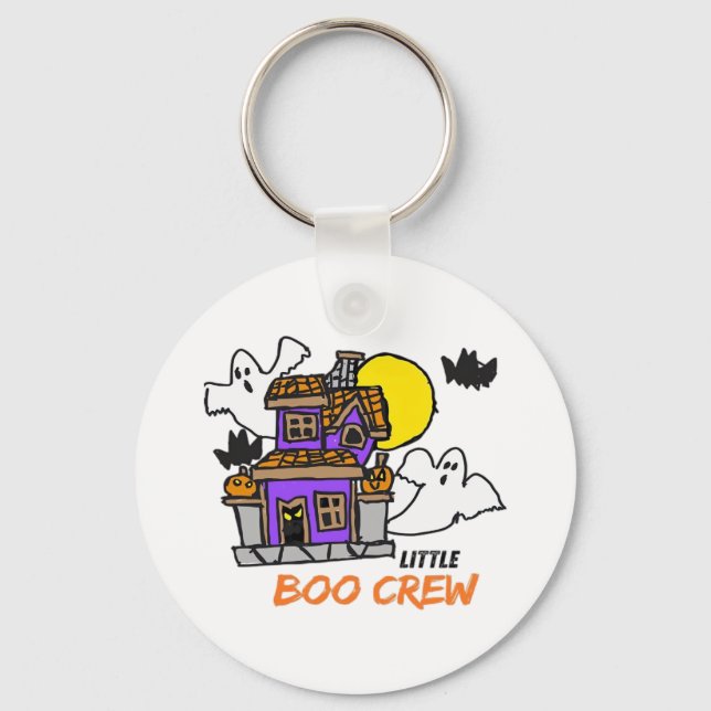 Hand Drawn Little Boo Crew Halloween Keychain (Front)