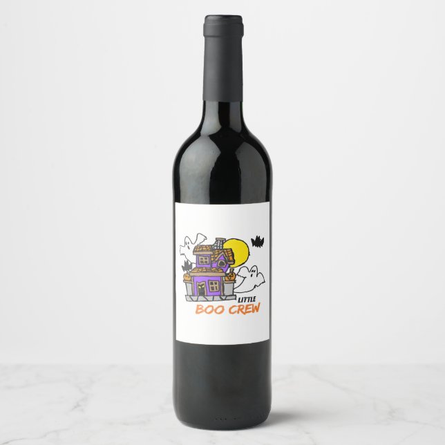 Hand Drawn Little Boo Crew Halloween Wine Label (Front)