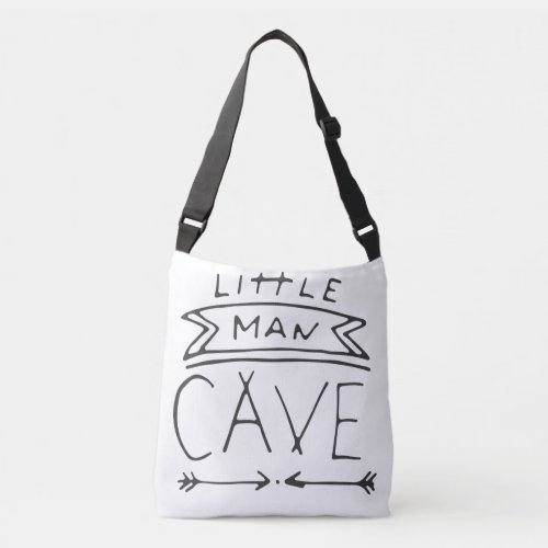 Hand_Drawn Little Man Cave Print Crossbody Bag
