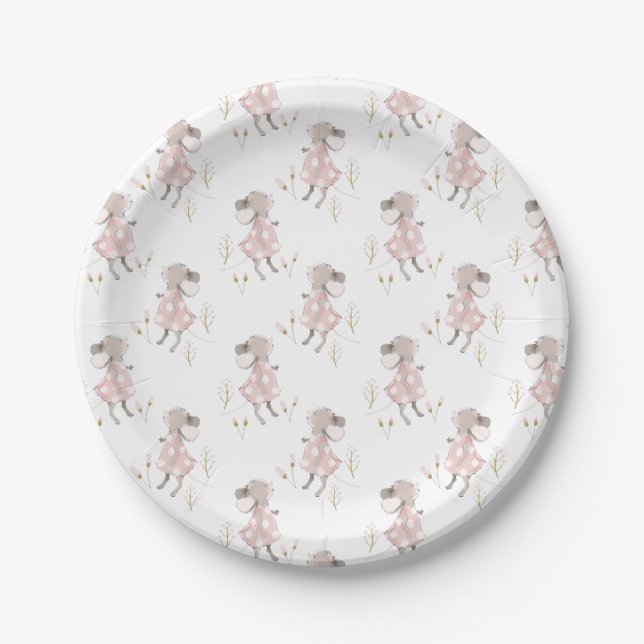 hand drawn little mouse pattern paper plates (Front)
