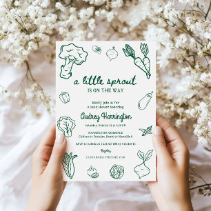 Hand Drawn Little Sprout Locally Grown Baby Shower Invitation