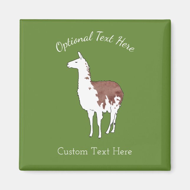 Hand Drawn Llama U-Pick Background Color Magnet (Front)