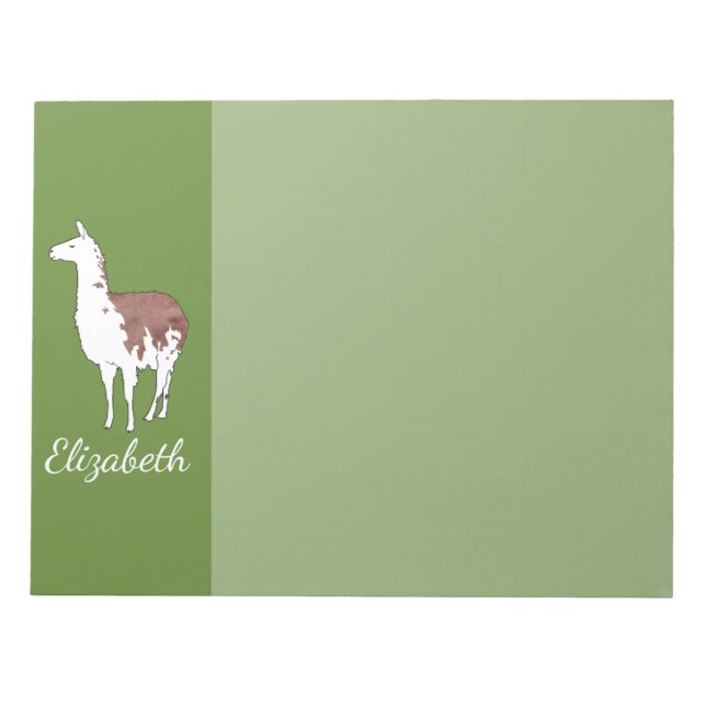 Hand Drawn Llama U-Pick Background Color Notepad (Front)