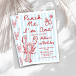 Hand Drawn Lobster 1st Birthday Invitation<br><div class="desc">Hand Drawn Lobster 1st Birthday Invitation</div>