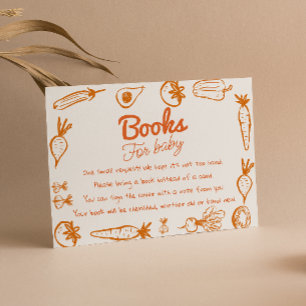 Hand Drawn Locally Grown Baby Shower Book Request Enclosure Card